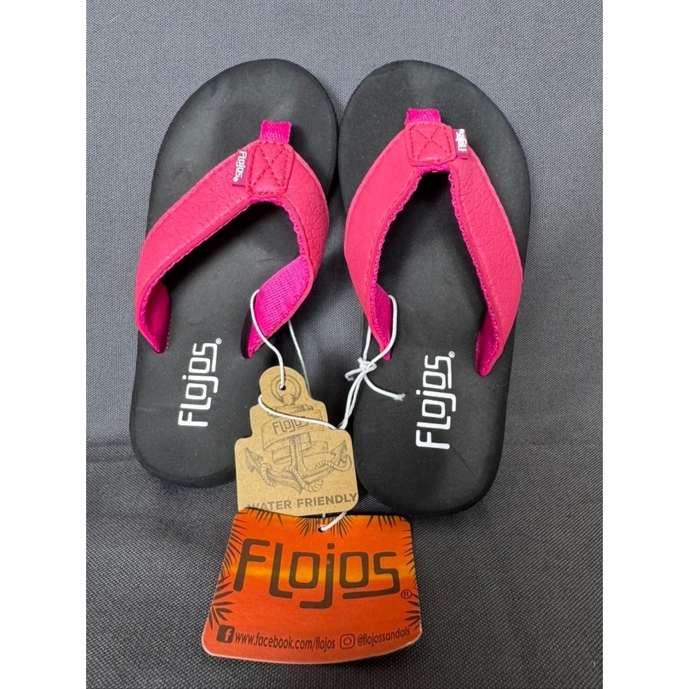 Flojos Brody Kids Flip Flops Pink Water Friendly Sandals Size 12 Resort Beach